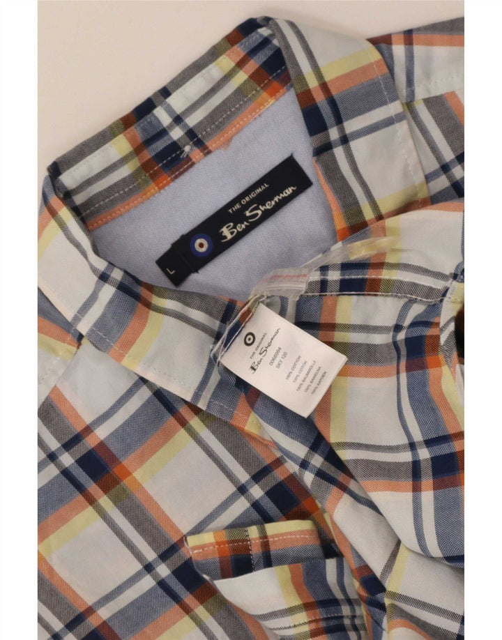 Ben Sherman Ανδρικό κοντομάνικο πουκάμισο μεγάλο πολύχρωμο βαμβακερό
