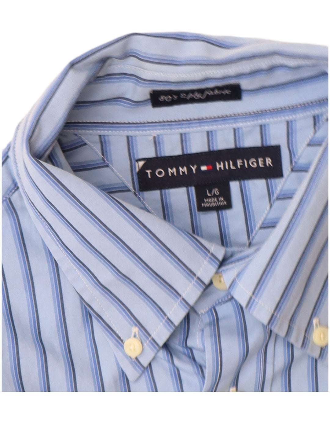 Ανδρικό πουκάμισο Tommy Hilfiger Large Blue ριγέ βαμβακερό