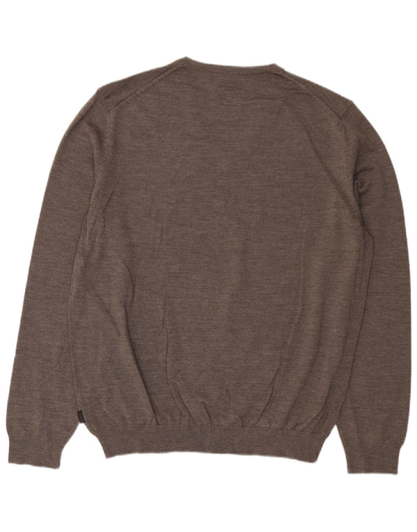 Ανδρικό πουλόβερ HUGO BOSS Slim Fit με V λαιμόκοψη 3XL γκρι μαλλί