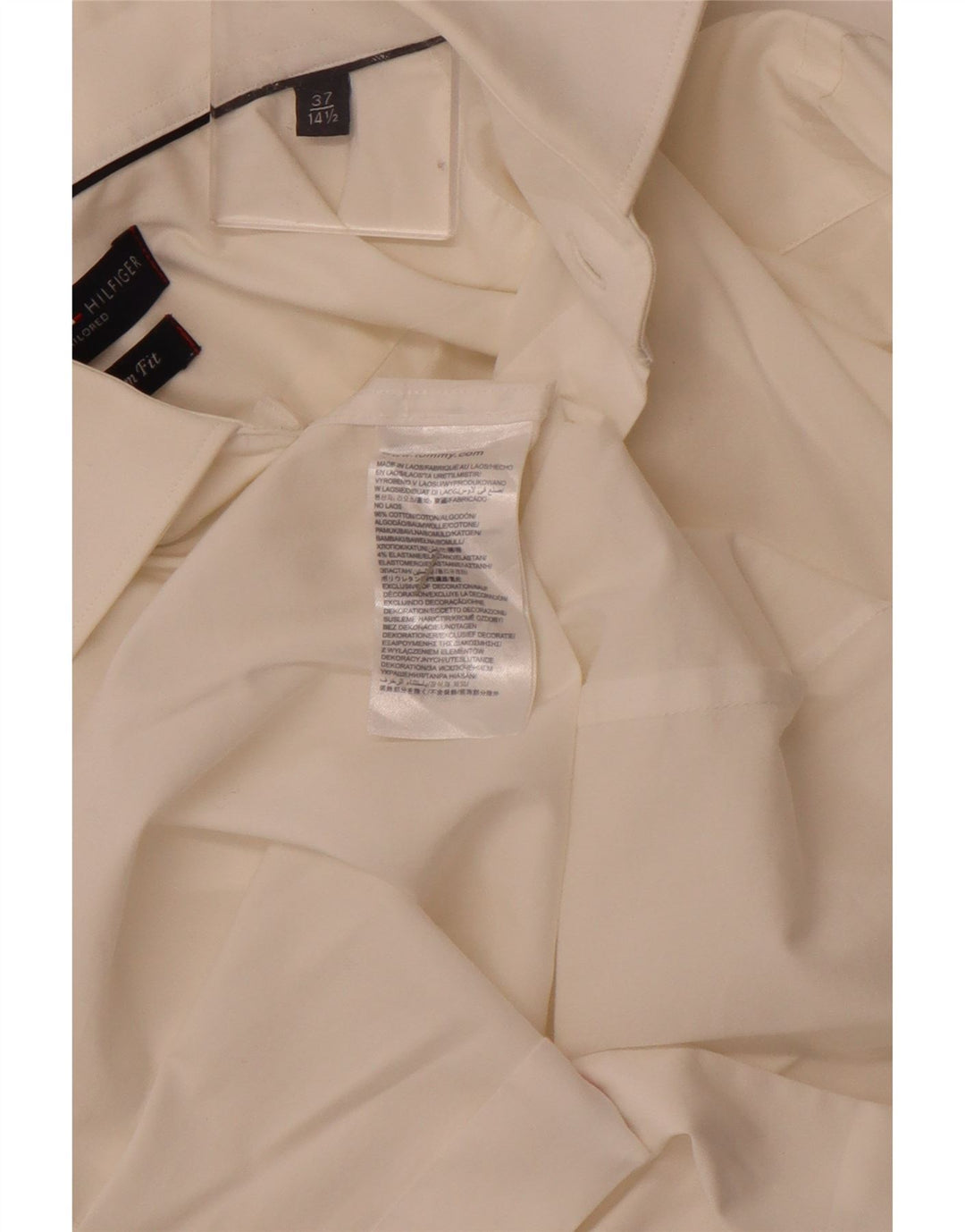 Ανδρικό πουκάμισο Tommy Hilfiger tailored size 37 14 1/2 Small Off White βαμβακερό