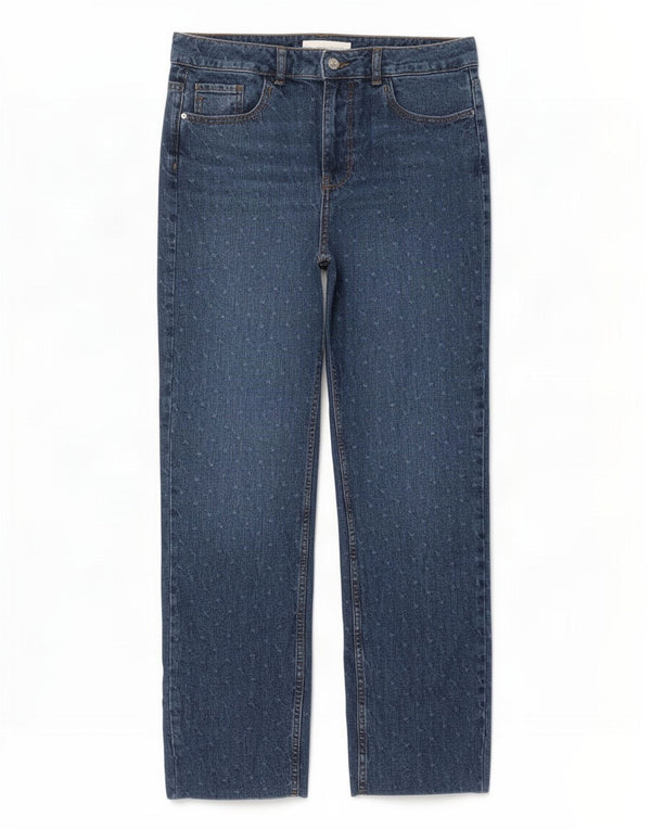 Zara Γυναικείο Straight Jeans EU 38 Small W28 L28 Blue Spotted