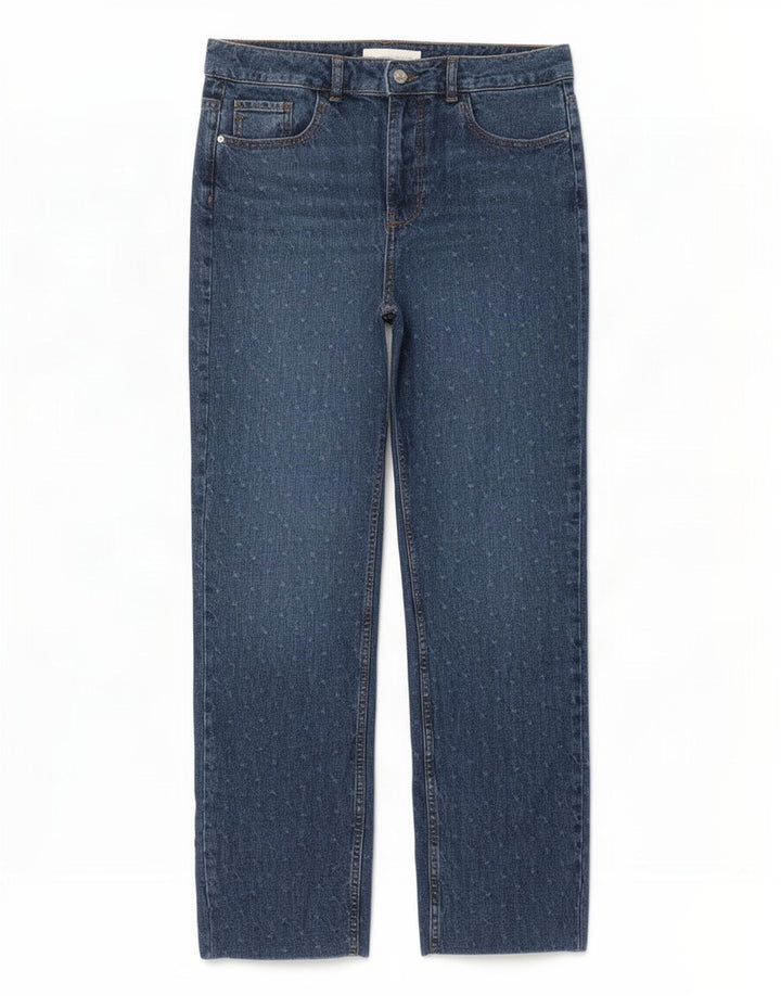 Zara Γυναικείο Straight Jeans EU 38 Small W28 L28 Blue Spotted