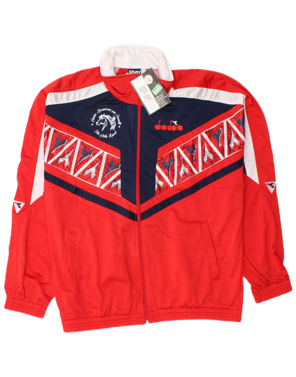 Ανδρική αθλητική φόρμα γραφικών Diadora Top Jacket UK 38 Medium Red Colourblock