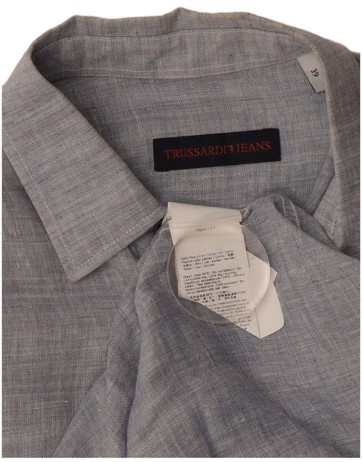 Ανδρικό Πουκάμισο Trussardi 39 Μεσαίο Μπλε Λινό