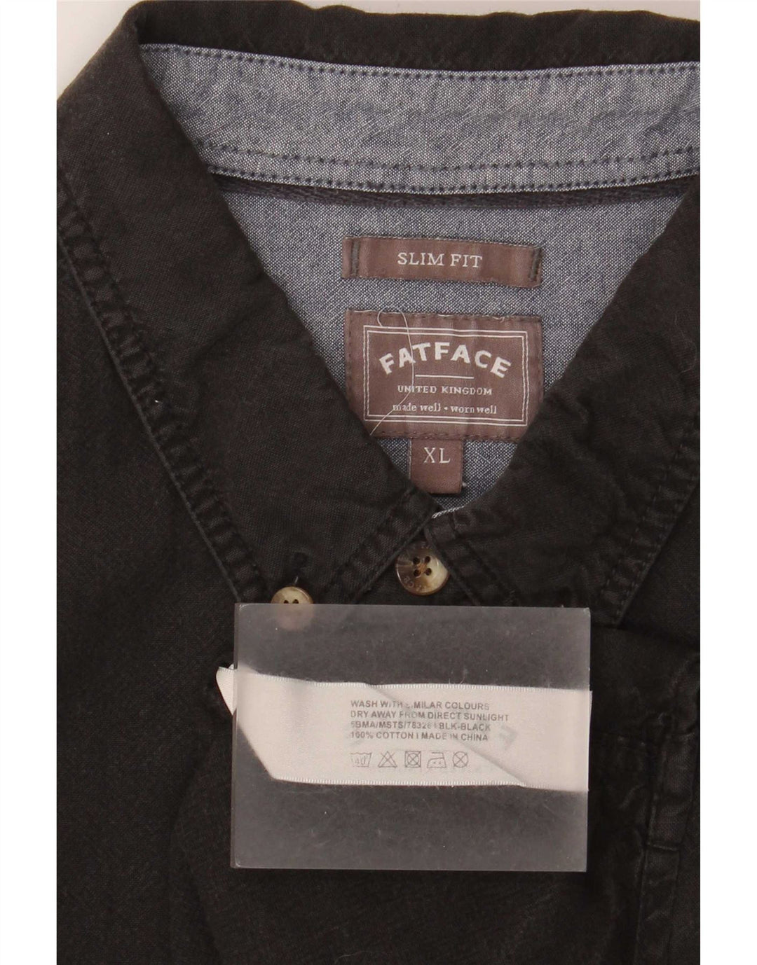Πουκάμισο Fat Face Ανδρικό Slim Fit XL Μαύρο βαμβακερό