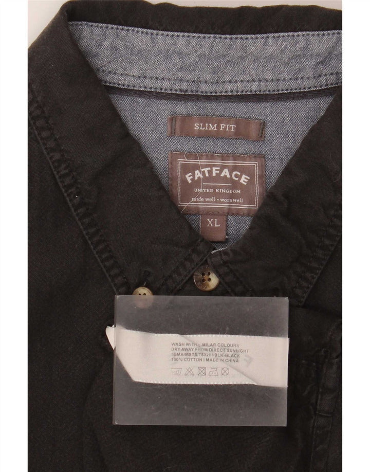 Πουκάμισο Fat Face Ανδρικό Slim Fit XL Μαύρο βαμβακερό