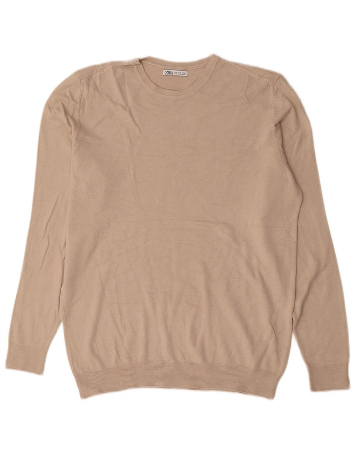 Ανδρικό πουλόβερ Zara Crew Neck Jumper Μικρό Μπεζ