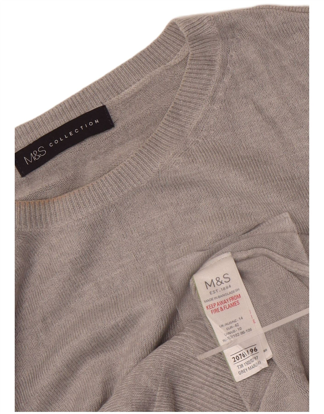 Marks & Spencer Γυναικείο πουλόβερ με λαιμόκοψη UK 14 μεγάλο γκρι ακρυλικό