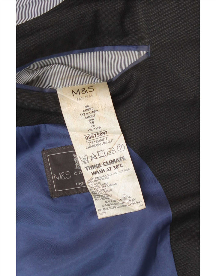 Marks & Spencer Ανδρικό τζάκετ μπλέιζερ με 2 κουμπιά κανονική εφαρμογή UK 46 XL γκρι μαλλί