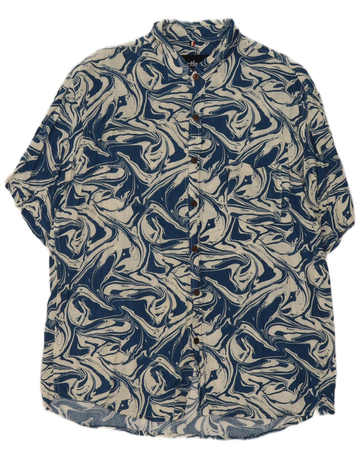 Heartless Ανδρικό Abstract Μοτίβο κοντομάνικο πουκάμισο 2XL Navy Blue βαμβακερό