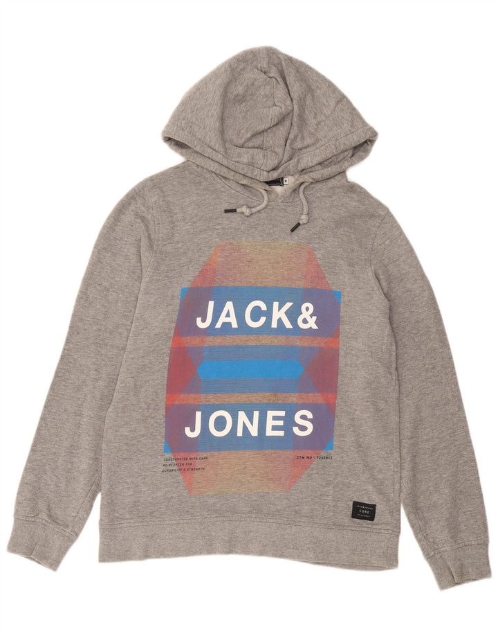 JACK & JONES Ανδρικό γραφικό μπλουζάκι με κουκούλα μεσαίου γκρι βαμβακερό