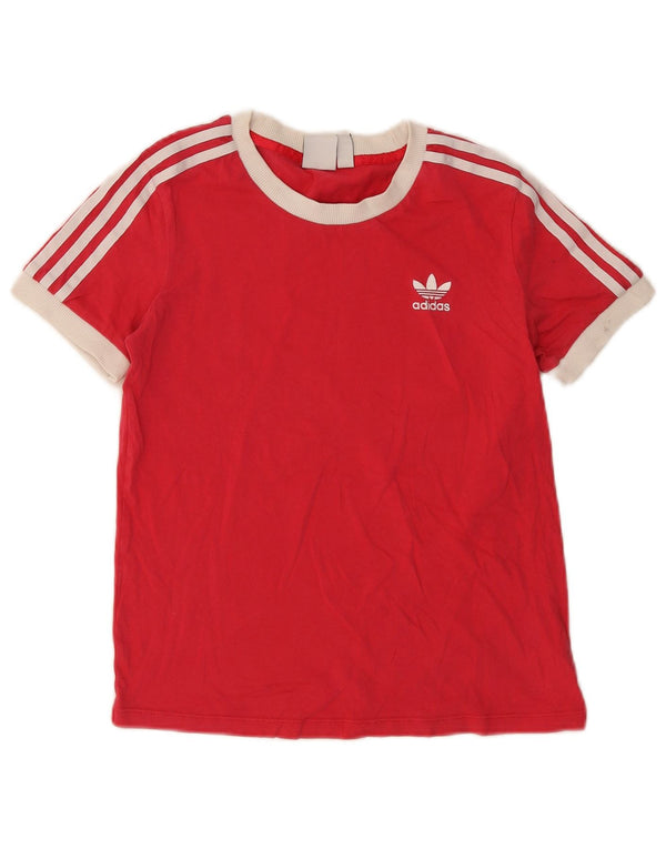 Adidas Γυναικείο T-Shirt Top UK 10 Small Red Colourblock Βαμβακερό