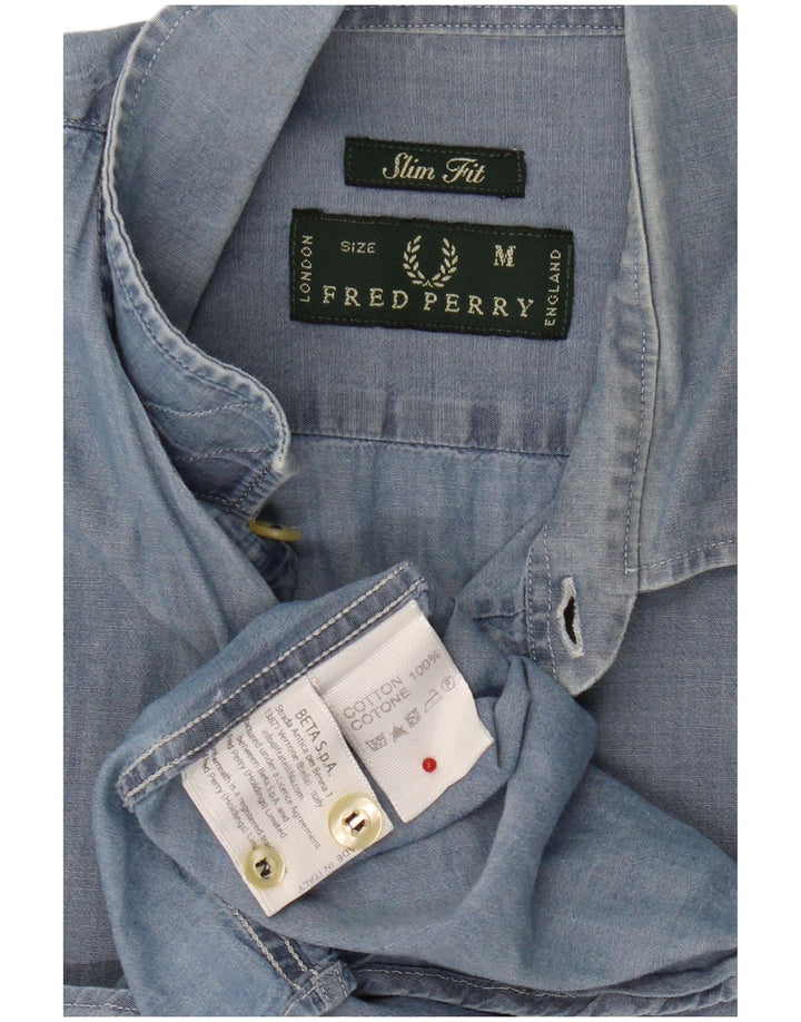 Fred Perry Ανδρικό πουκάμισο Slim Fit Μπλε μεσαίο βαμβακερό