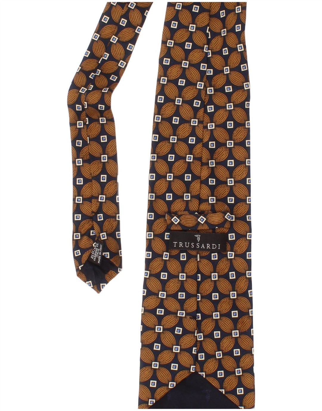 Ανδρική γραβάτα Trussardi One Size Καφέ γεωμετρική μεταξωτή Classic