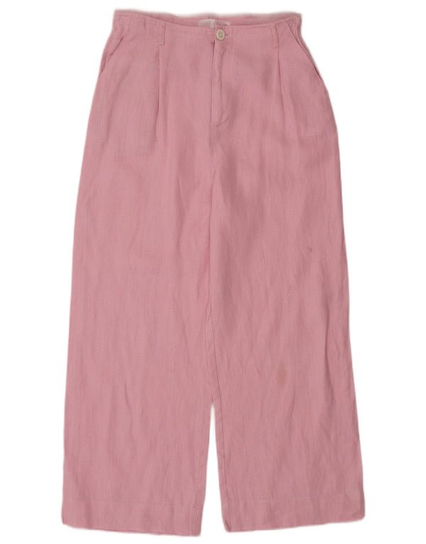 ZARA Girls High Waist Wide Leg Cropped Trousers 13-14 Years W24 L23 Pink