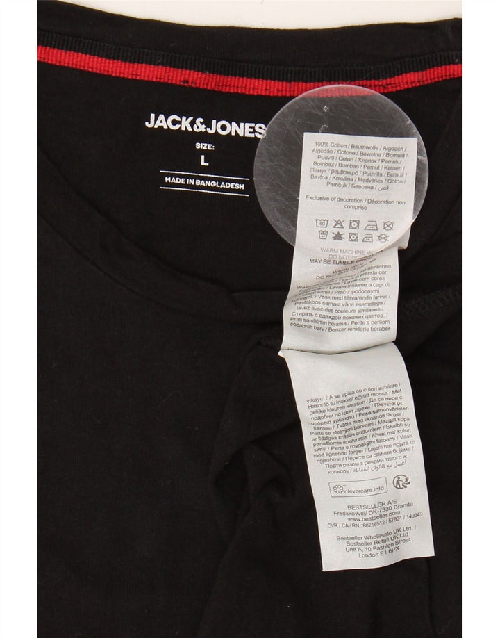JACK & JONES Mens T-Shirt Top Large Black Cotton Vintage Jack & Jones and Second-Hand Jack & Jones from Messina Hembry 
