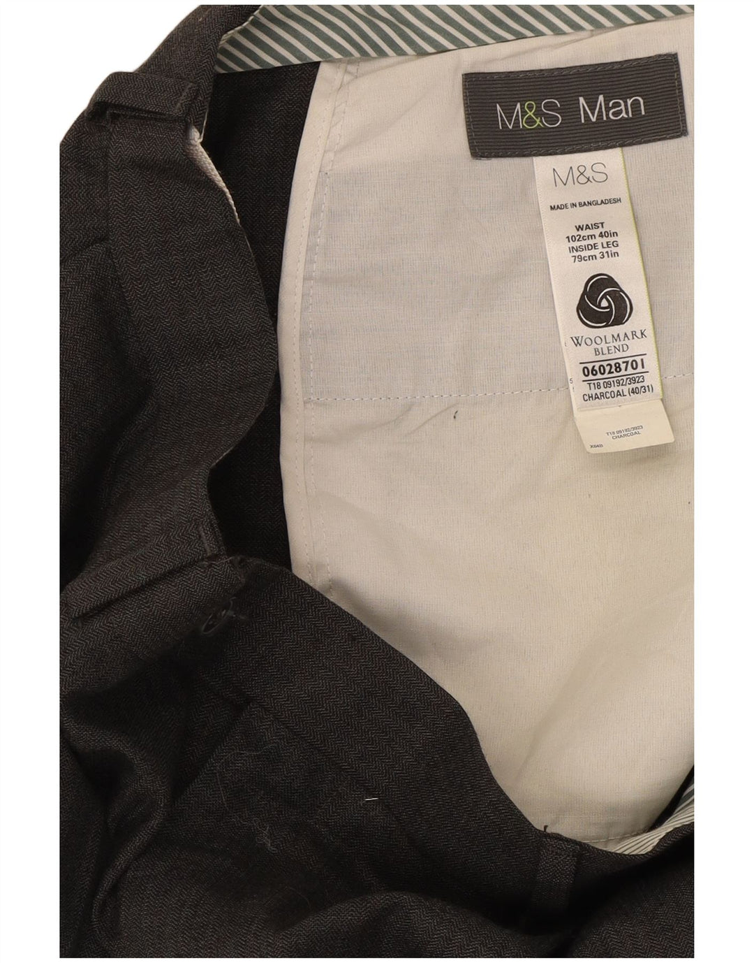 Ανδρικό ίσιο casual παντελόνι Marks & Spencer W40 L31 Γκρι μαλλί
