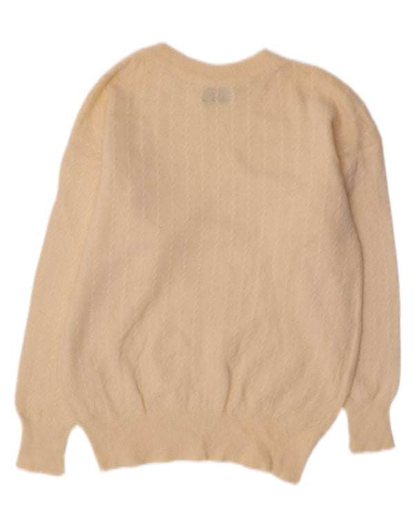 Γυναικείο πουλόβερ BENETTON Crop Crew Neck Jumper UK 12 Medium Off White