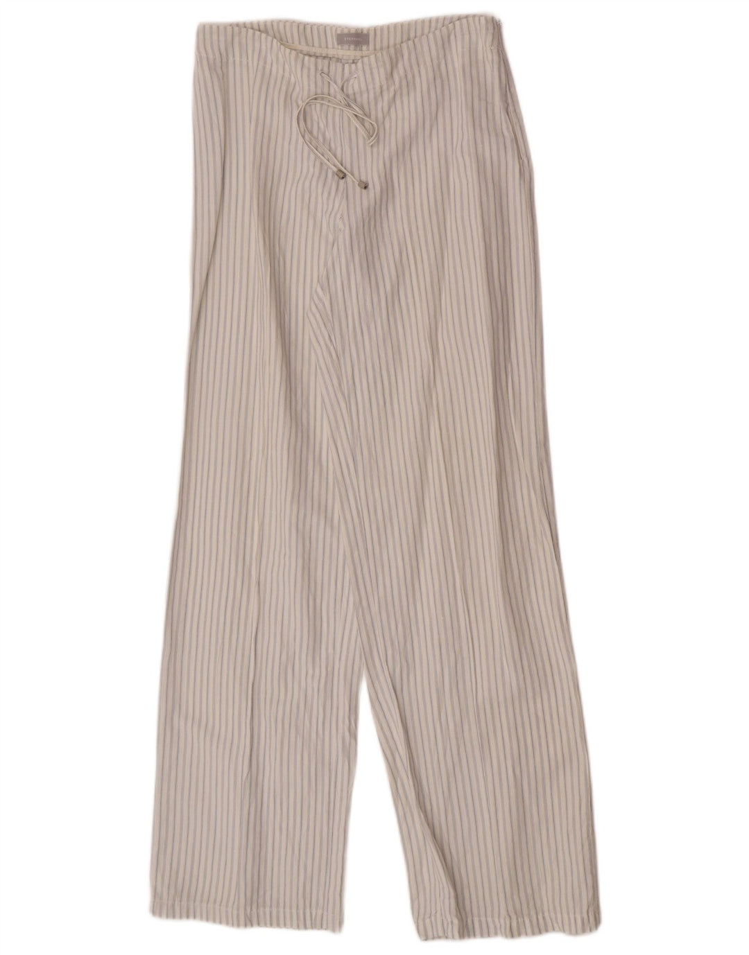 Stefanel Γυναικείο Παντελόνι Loose Fit IT 42 Medium W30 L32 Λευκό ριγέ λινό