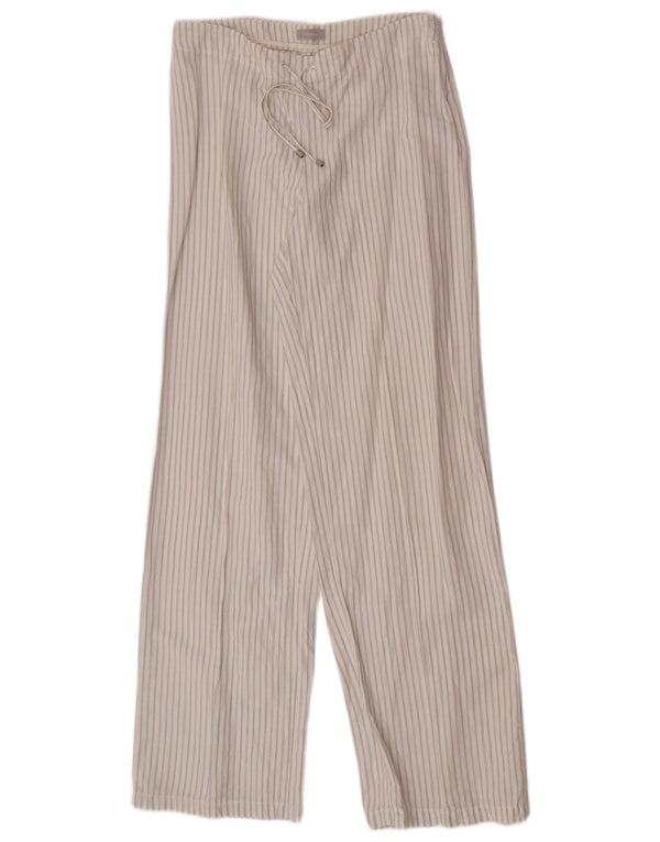 Stefanel Γυναικείο Παντελόνι Loose Fit IT 42 Medium W30 L32 Λευκό ριγέ λινό