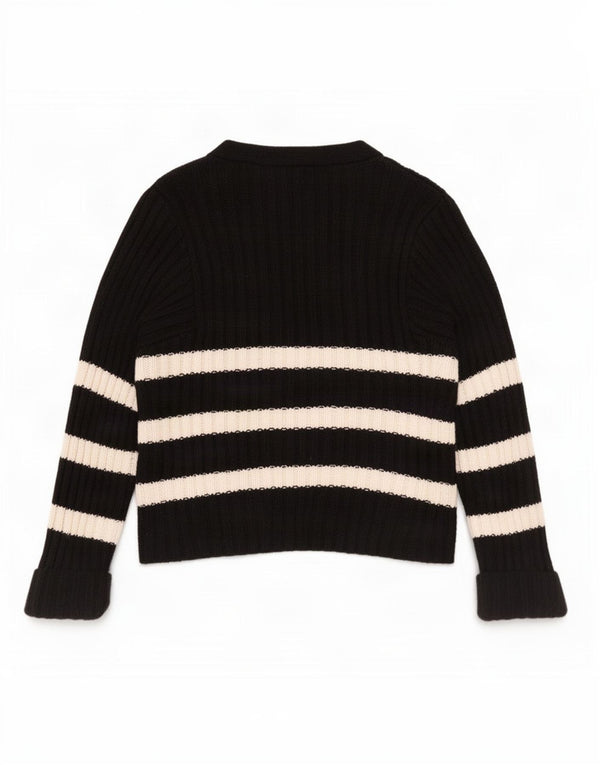 Zara Γυναικεία Ζακέτα UK 16 Large Μαύρο Ριγέ Ακρυλικό