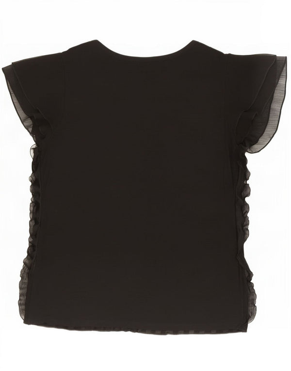 Marks & Spencer Womens Per Una κοντομάνικο πουκάμισο μπλούζα UK 16 Large Μαύρο