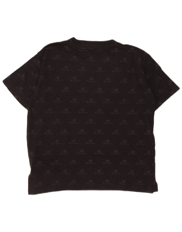 CHAMPION Γυναικείο υπερμεγέθη γραφικό μπλουζάκι τοπ UK 10 μικρό μαύρο βαμβακερό