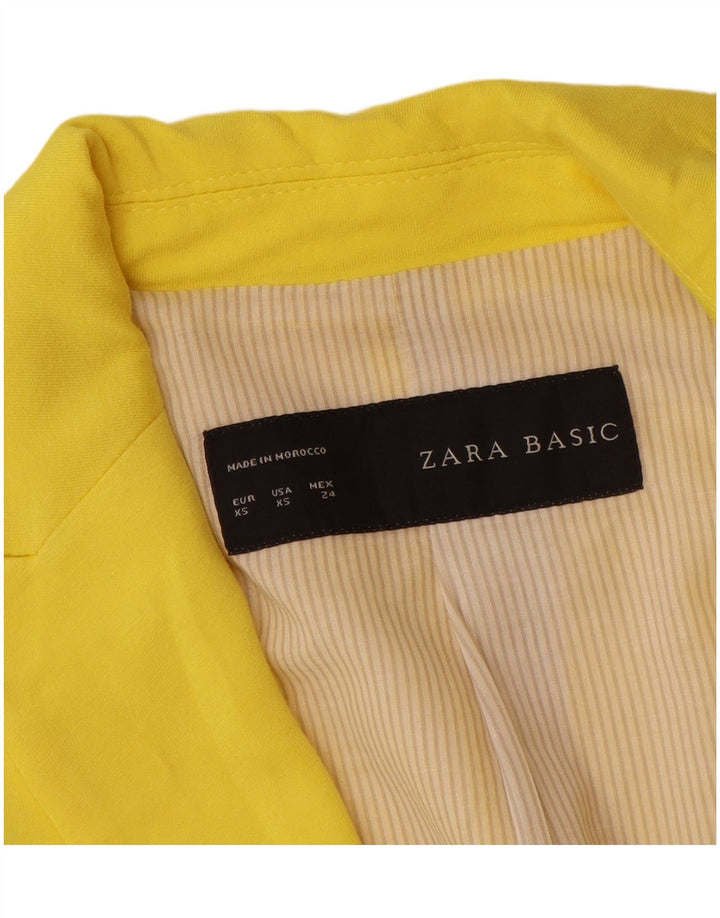 Zara Γυναικείο σακάκι 1 κουμπιού σακάκι UK 6 XS κίτρινο βισκόζη