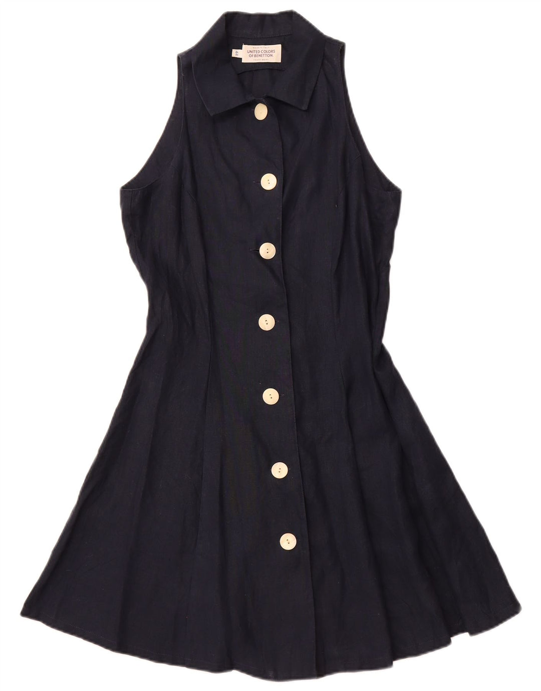 BENETTON Γυναικείο Φόρεμα Κάλτης IT 44 Medium Navy Blue Λινό