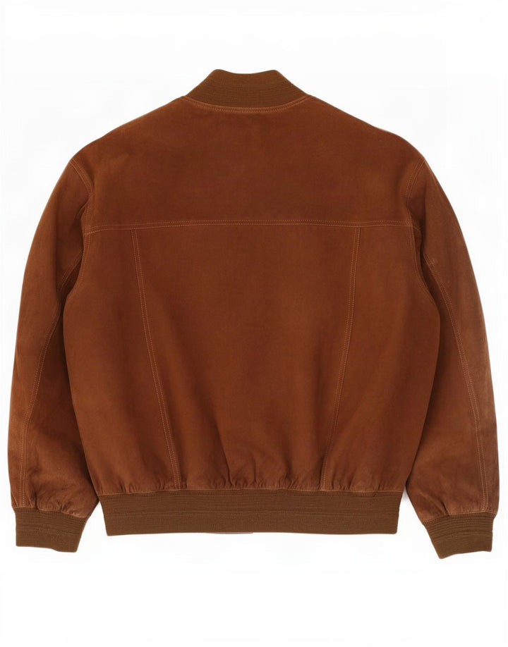 Vintage Ανδρικό Suede Bomber Jacket IT 52 XL Καφέ Δερμάτινο