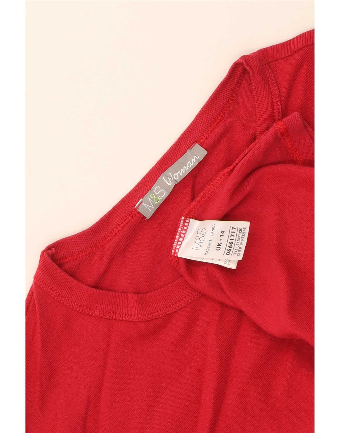 Marks & Spencer Γυναικείο τοπ μακρυμάνικο UK 14 μεσαίο κόκκινο βαμβακερό