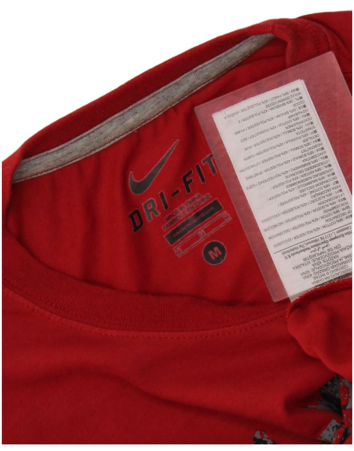 Ανδρικό γραφικό μπλουζάκι NIKE Dri Fit, μεσαίο κόκκινο βαμβακερό