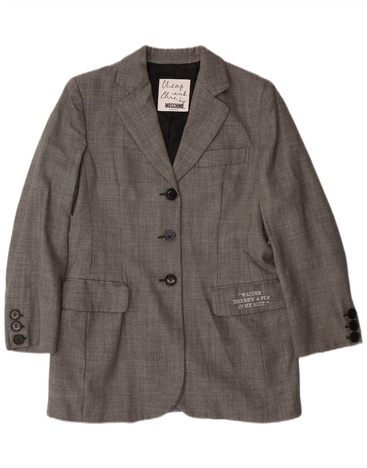 MOSCHINO Γυναικείο φθηνό και κομψό σακάκι blazer UK 14 Large Grey Classic
