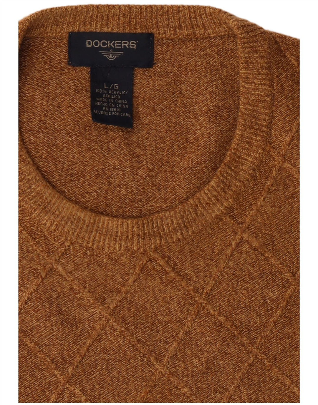 Ανδρικό πουλόβερ Dockers Crew Neck Jumper Μεγάλο Καφέ Argyle/Ακρυλικό Διαμάντι