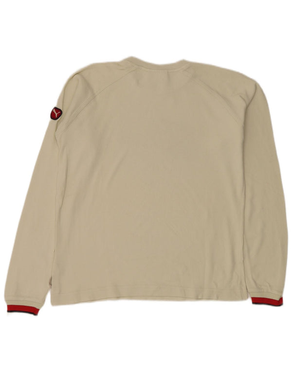 Puma Mens Graphic Top Long Sleeve Small White Cotton