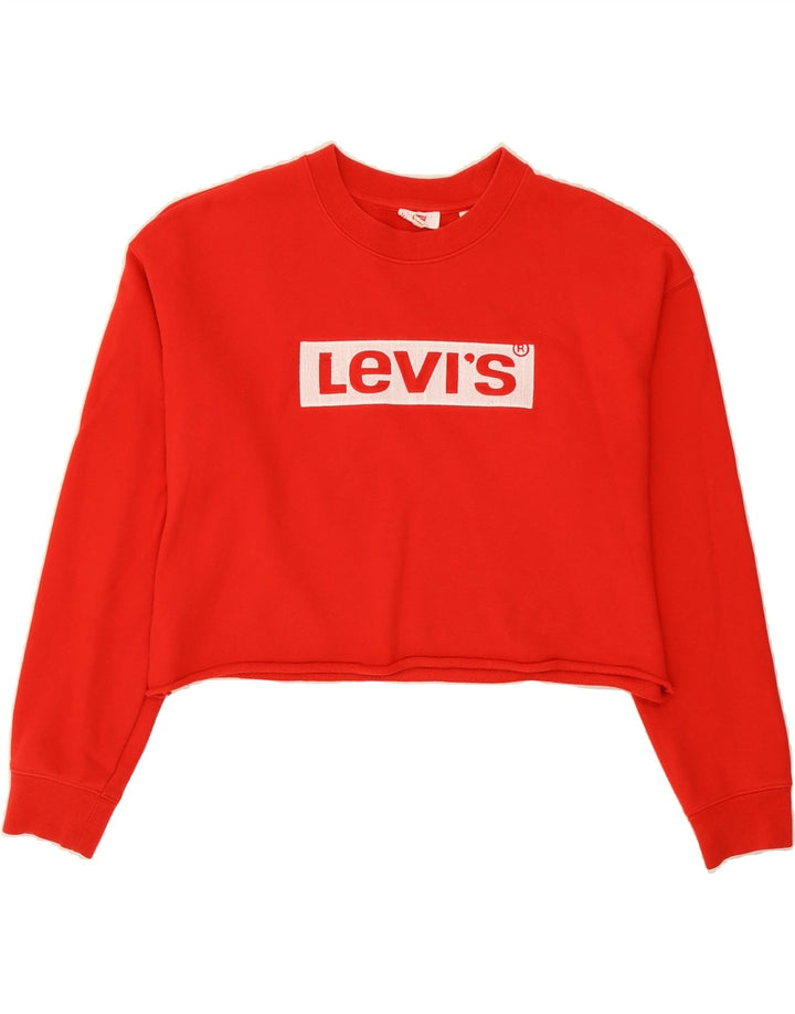 LEVI'S Womens Oversized Graphic Sweatshirt Jumper UK 10 Small Red Cotton Vintage Levi's and Second-Hand Levi's from Messina Hembry 