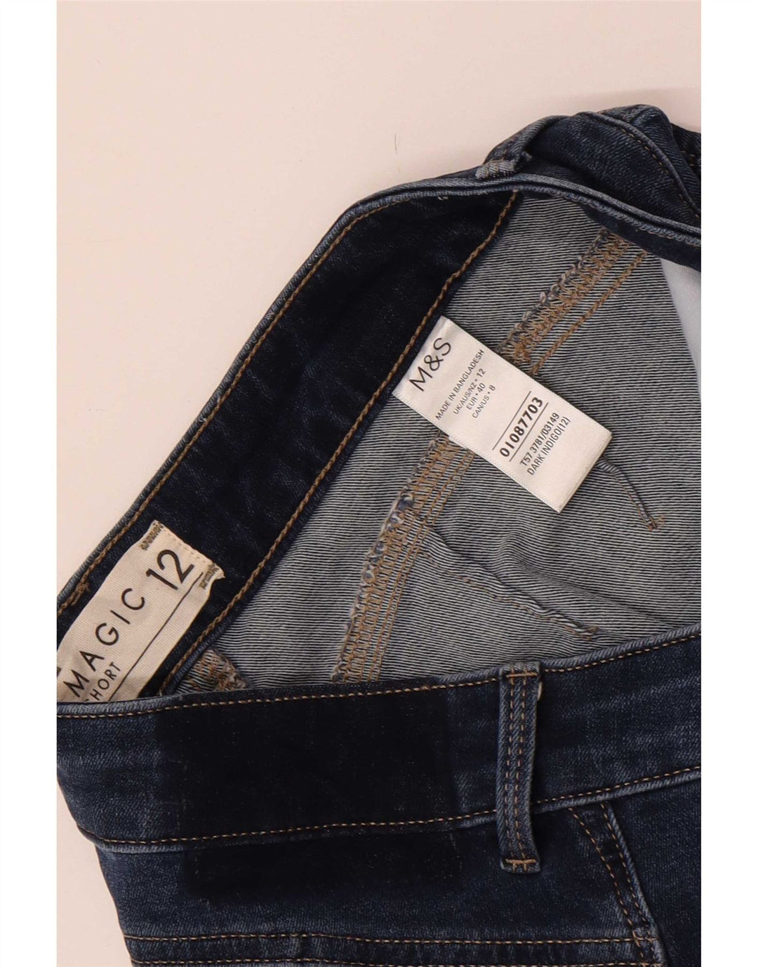 Γυναικείο μαγικό τζιν σορτς Marks & Spencer UK 12 Medium W28 Navy Blue