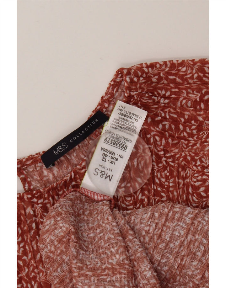 MARKS & SPENCER Γυναικεία μακρυμάνικη μπλούζα τοπ UK 12 Μεσαίο κόκκινο φλοράλ