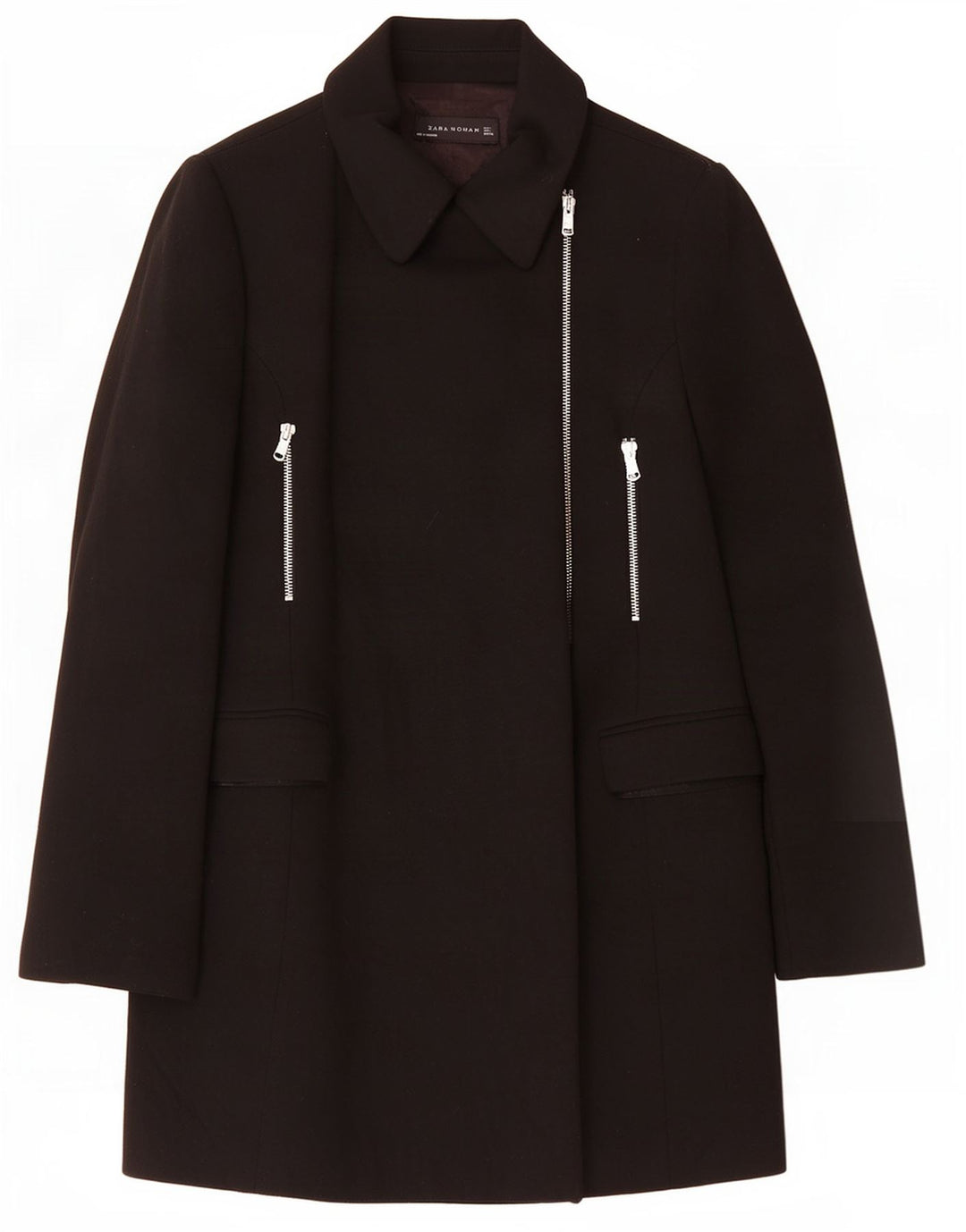 Zara Γυναικείο Παλτό UK 14 Large Μαύρο