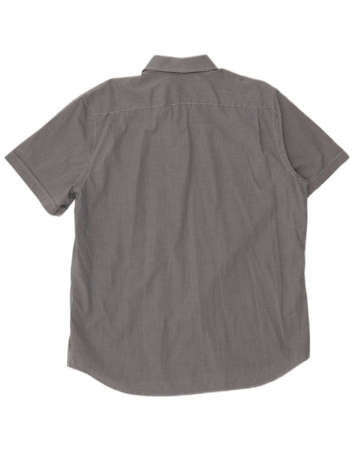 Ανδρικό κοντομάνικο πουκάμισο LACOSTE 44 17 1/2 XL Μαύρο Gingham