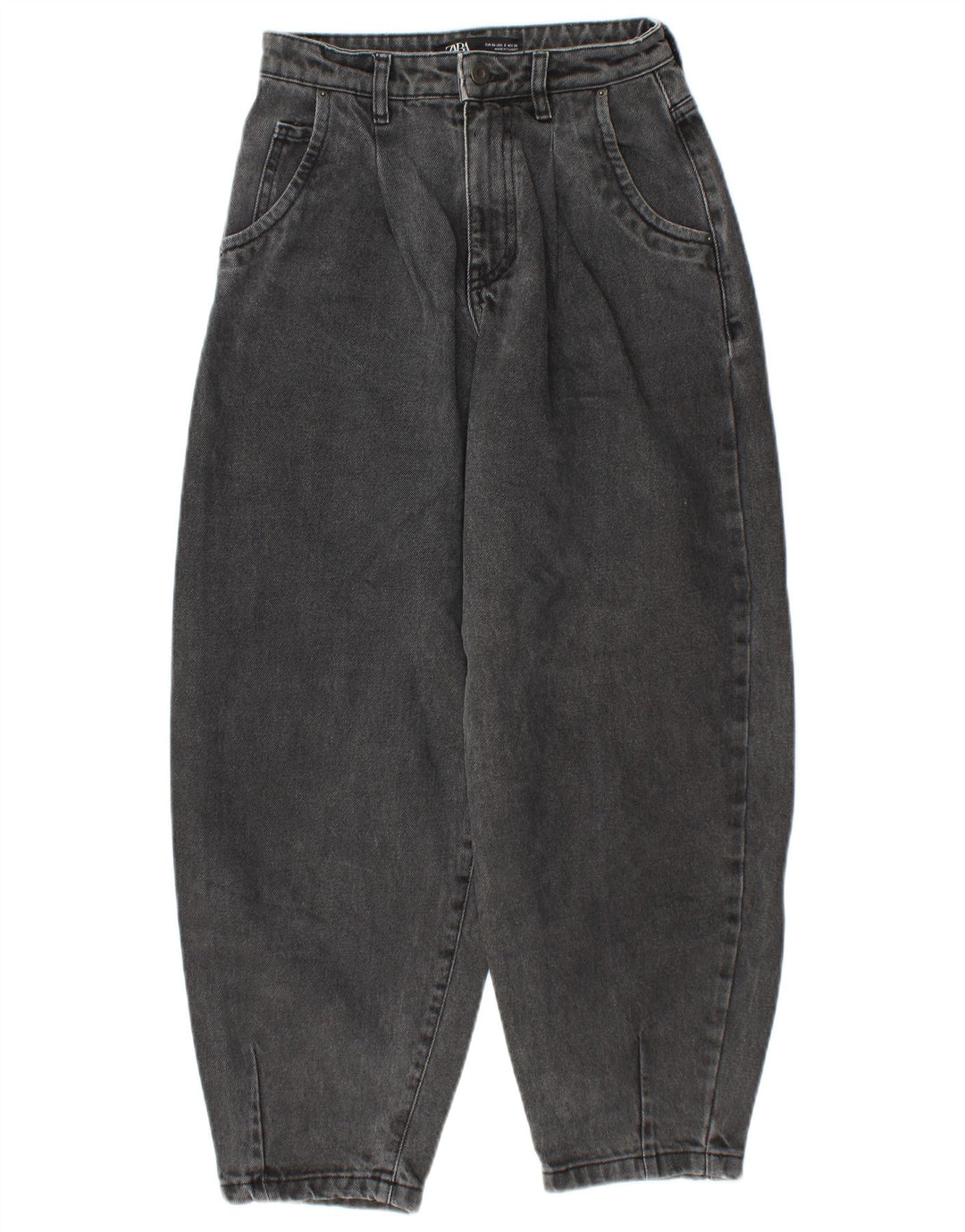 ZARA Γυναικείο Μπαλόνι Crop Ψηλόμεσο Τζιν EU 34 2XS W24 L25 Γκρι