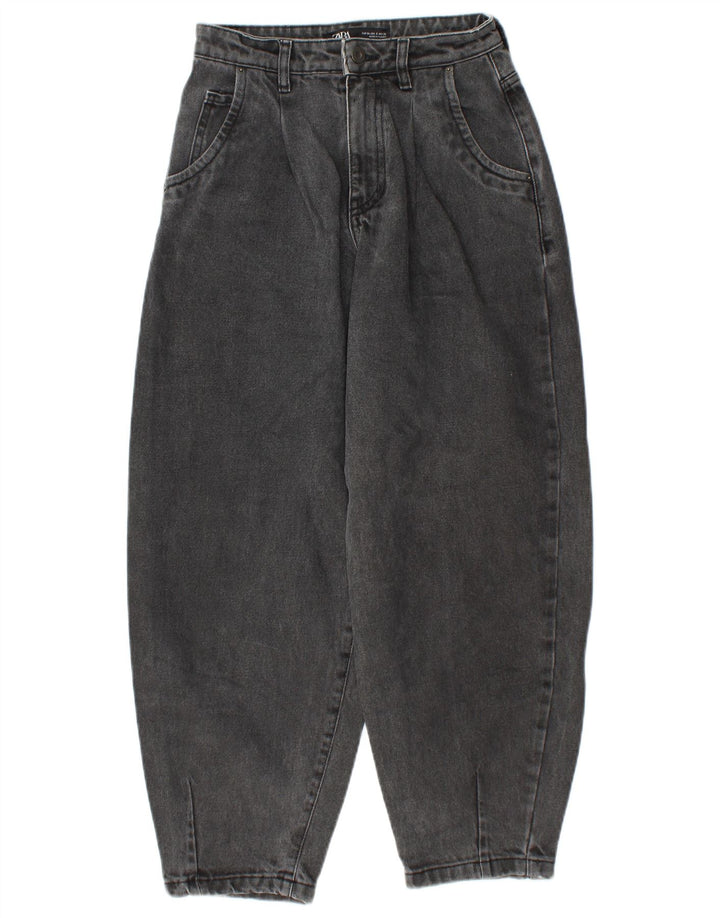 ZARA Γυναικείο Μπαλόνι Crop Ψηλόμεσο Τζιν EU 34 2XS W24 L25 Γκρι