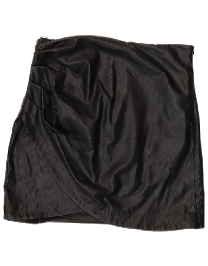 Zara Γυναικεία Μίνι Φούστα από Faux Leather Μεγάλη W30 Μαύρη Πολυουρεθάνη
