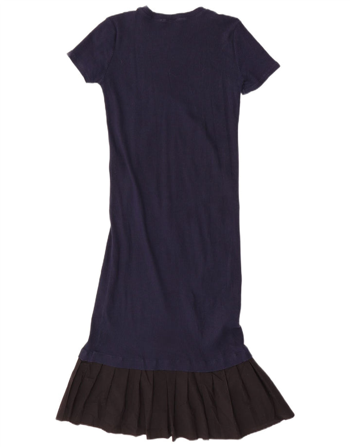 Zara Γυναικείο Maxi Φόρεμα UK 12 Medium Navy Blue βαμβακερό