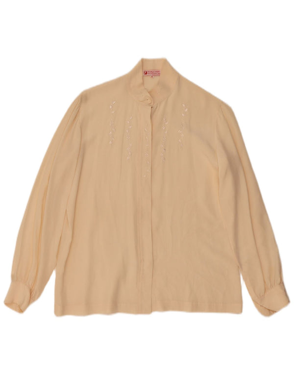 Fiorella Rubino Womens Shirt Blouse IT 46 Large Off White Floral Silk