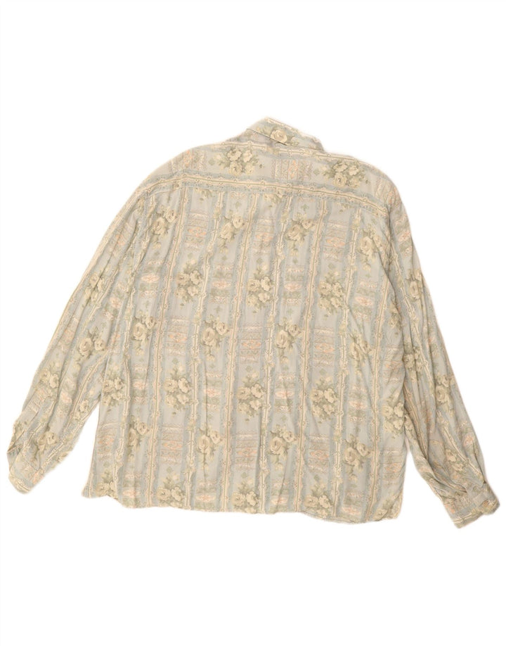 Vintage Ανδρικό πουκάμισο Μεσαίο Μπλε Floral