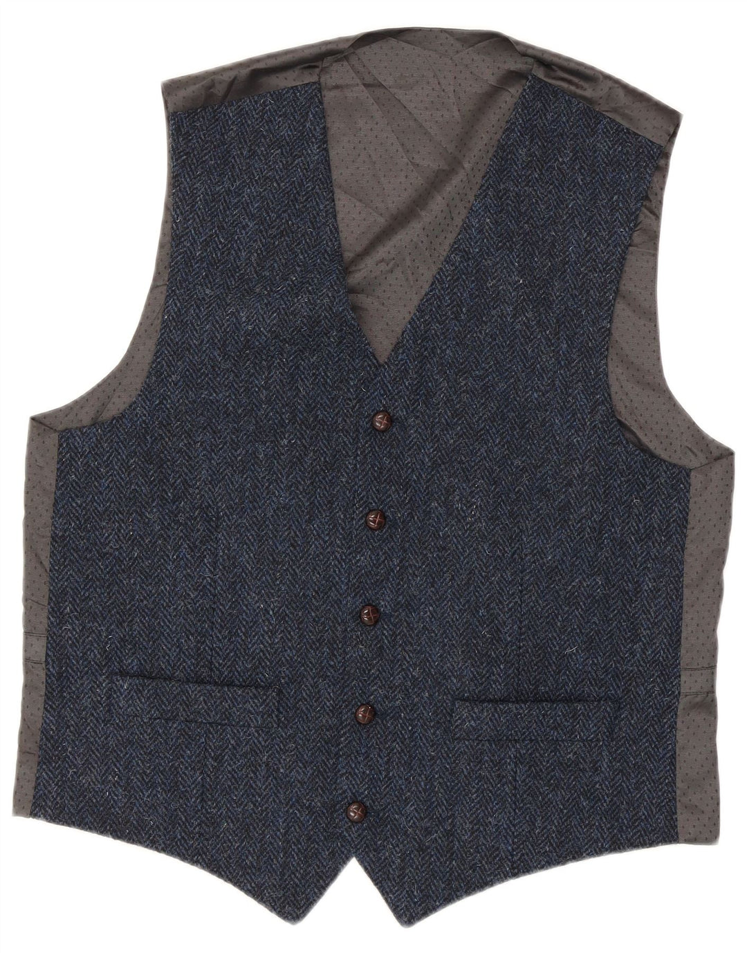 Ανδρικό γιλέκο Harris Tweed Μικρό Μπλε Ψαροκόκκαλο Νέο Μαλλί
