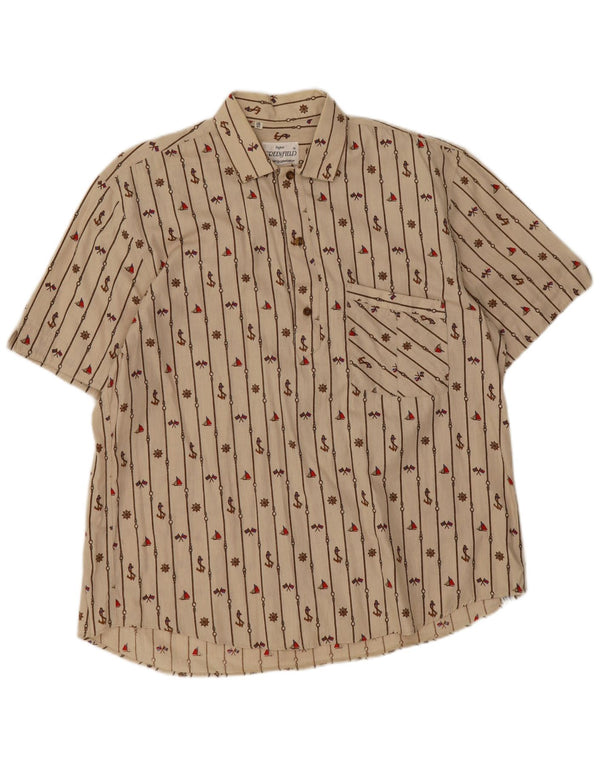 Ανδρικό πουκάμισο πουλόβερ με Abstract Pattern Greenfield Μέγεθος 41 16 Large Beige