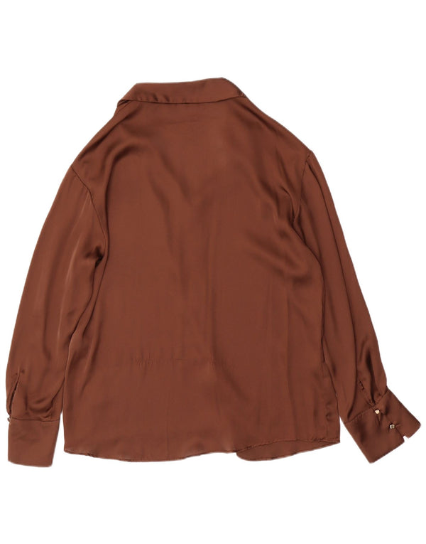 ZARA Γυναικείο πουκάμισο Oversized Μπλούζα UK 10 Small Brown Polyester