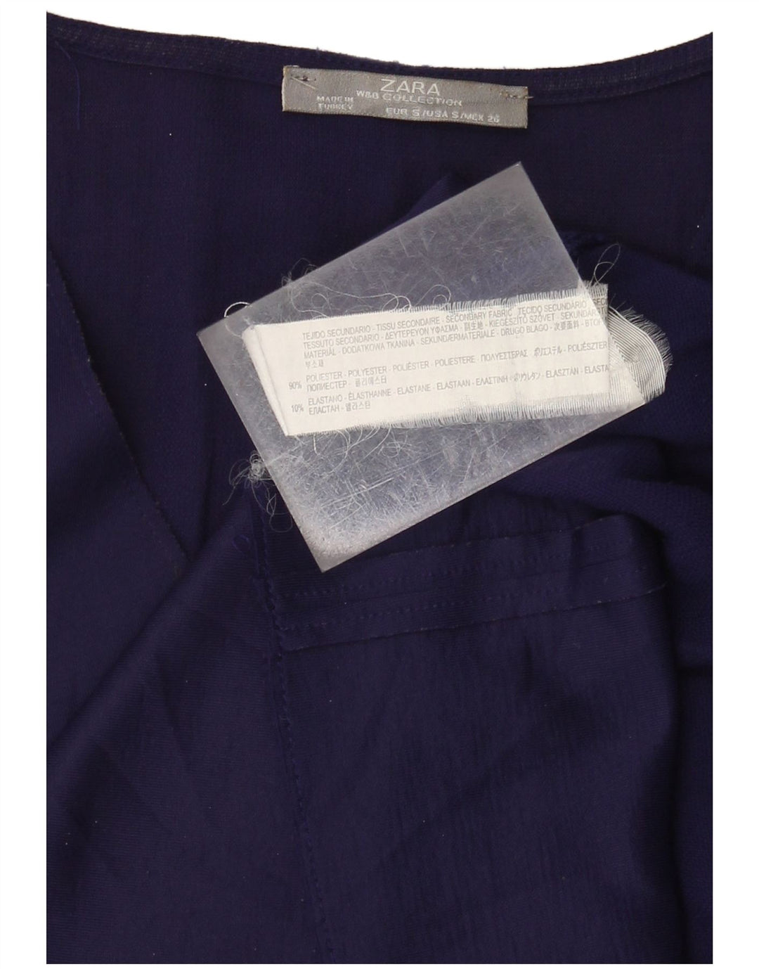 Zara Γυναικεία Μπλούζα Τοπ UK 10 Small Navy Blue Polyester